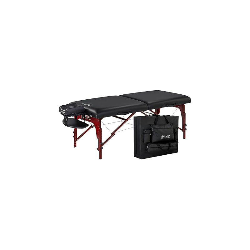 Wooden Portable Massage Tables Upholstered Bed with Mattress, Black