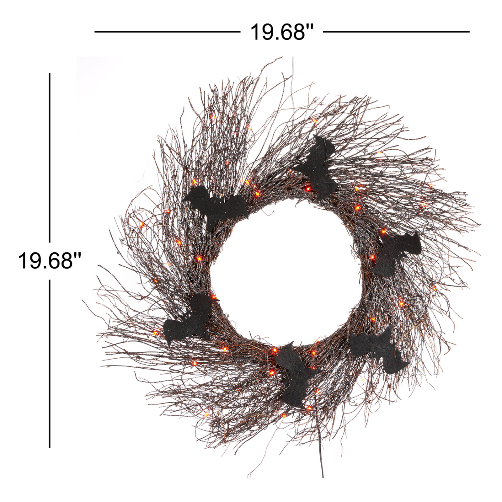 Halloween Wreath Black 19.68"D