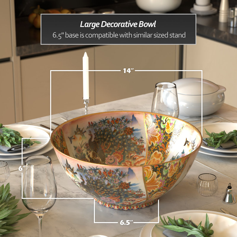 Bol décoratif en porcelaine Diandrea, Paon Satsuma