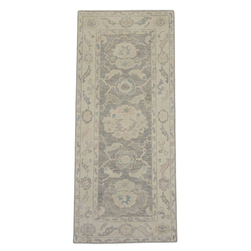 Bavita Hand Knotted Wool Area Rug in Gray