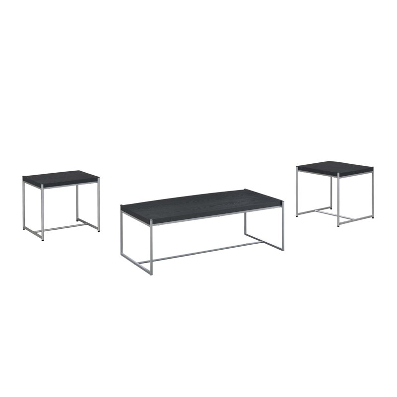 3 Piece Black Coffee and End Table Set