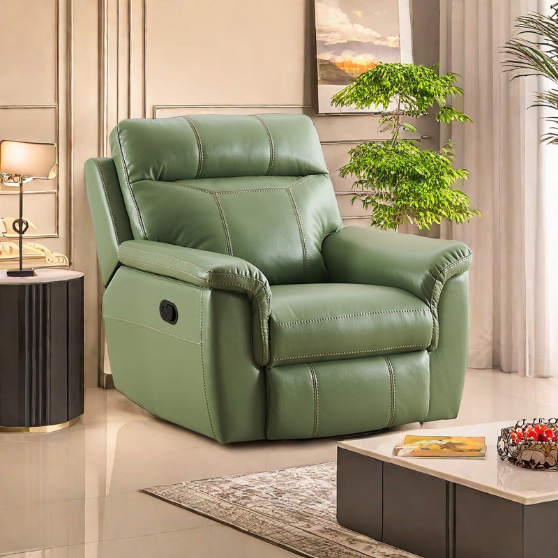 Faux Leather Swivel Recliner, Green