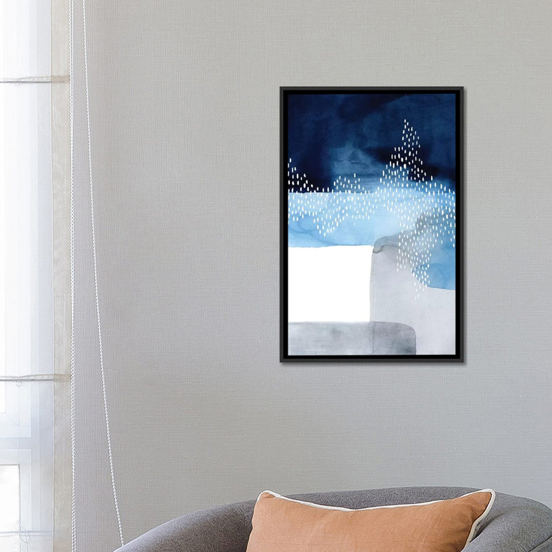 «Waterfall Abstract I», impression sur toile, H 26 po x l 18 po x P 1,5 po, Toile avec cadre flottant noir, Pas de tapis