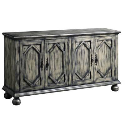 Rustic Gray Finish Console Sideboard - Practical Storage For Your Living Area Cabinet With Turned Legs Add A Classic Touch To Space