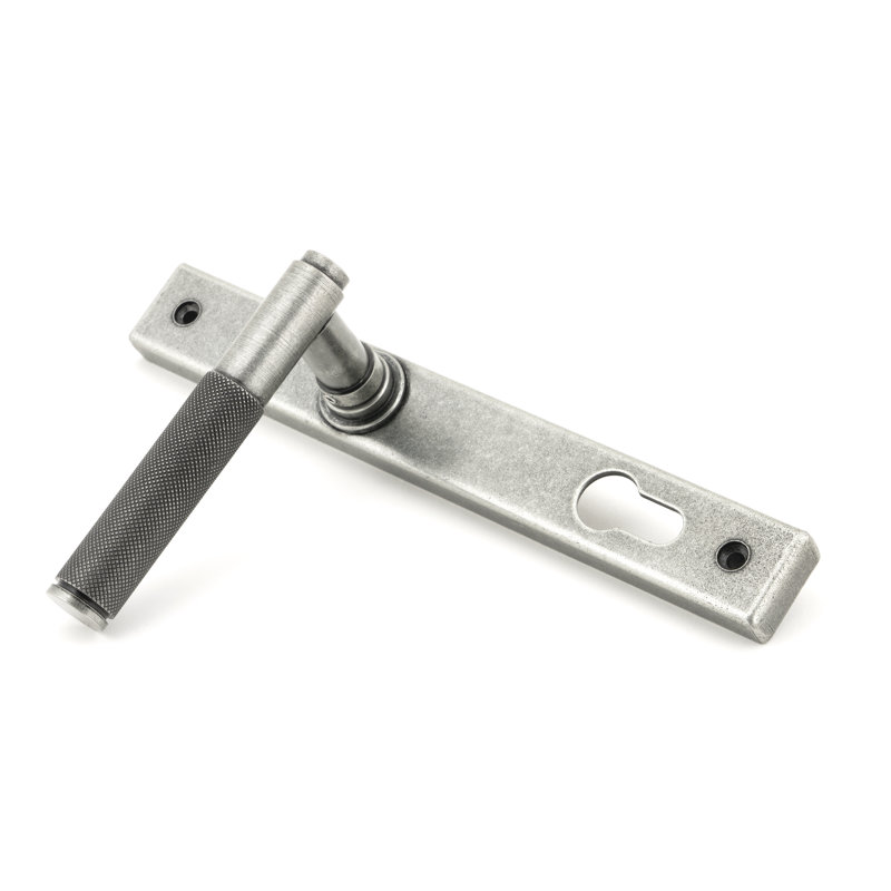 Brompton Lock Door Handle, Pewter Patina