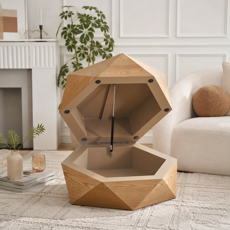 Table basse avec rangement, 36.61"W, Natural