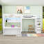 Full over Full and Twin 2 Drawers L-Shaped Bunk Beds with Built-in-Desk and LED Light-515069546