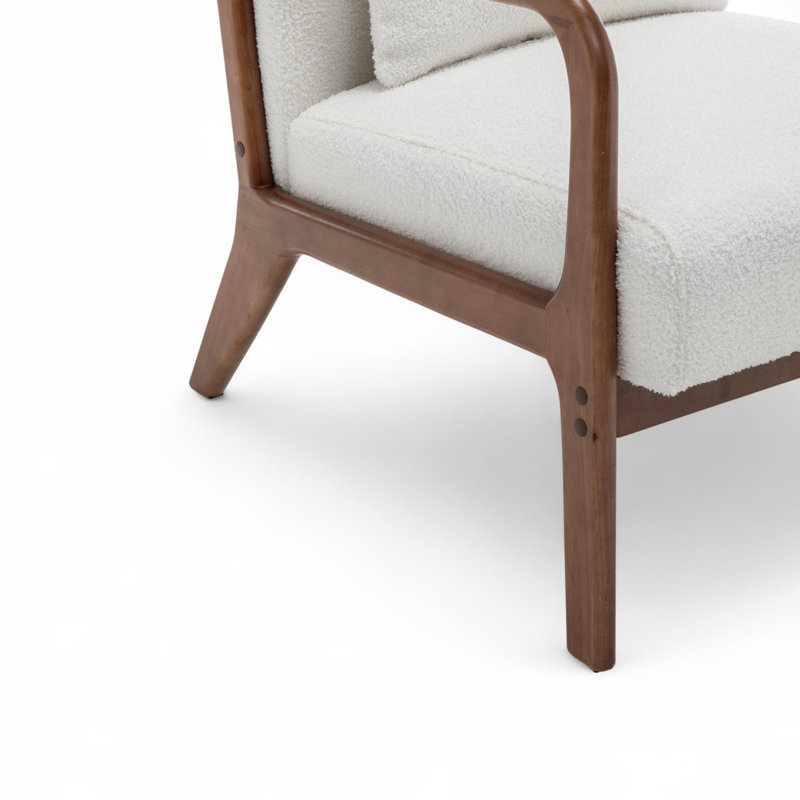 Alisija Upholstered Armchair, White Boucle