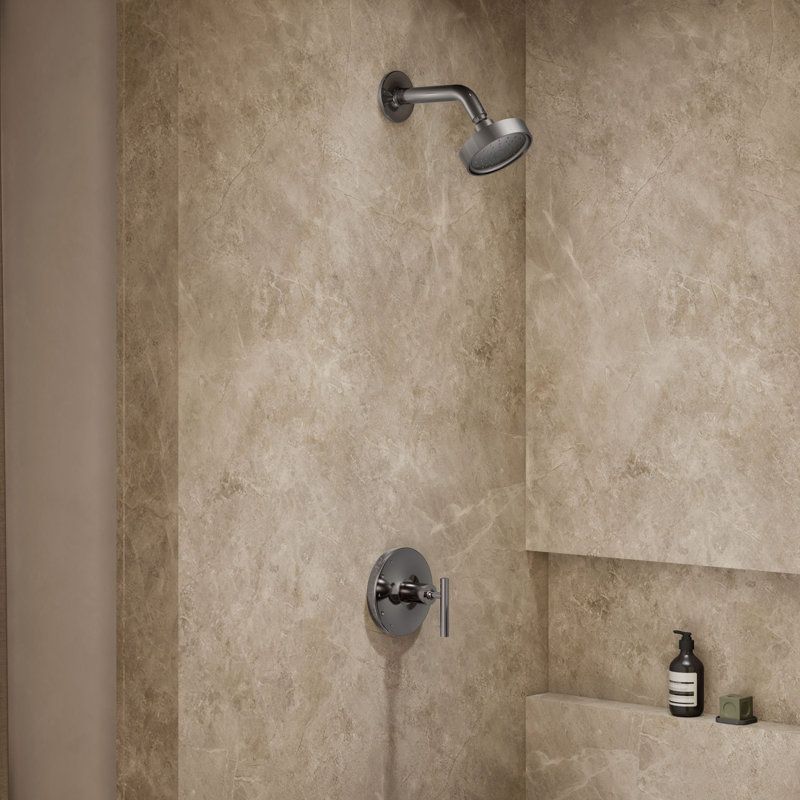 Garniture de douche Purist, Titane éclatant, Poignée levier