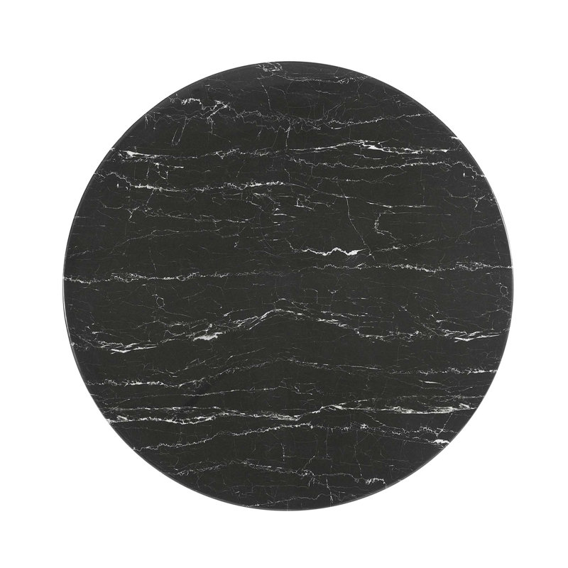 Table de bar Lippa, plateau rond en marbre artificiel, par Modway, Table standard (hauteur de 28,5 po), Blanc