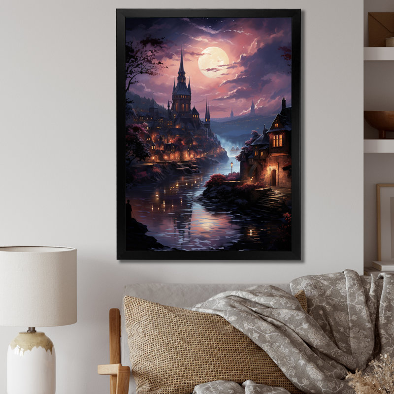" Castles Twilight Majesty Deep I ", Black Picture Framed, 20" H x 12" W x 1" D