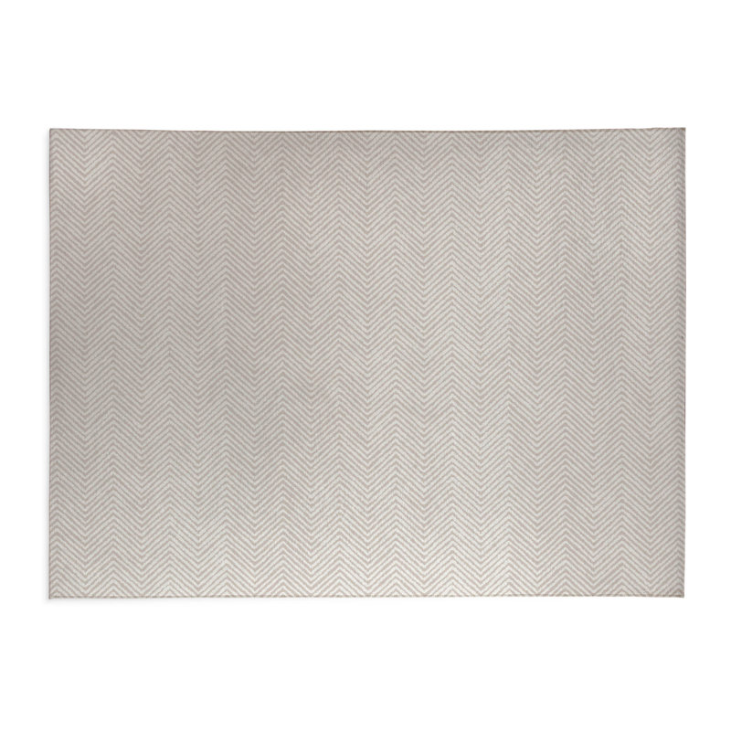 Chevron Groove Lightweight Non-Slip Kitchen Mat, Rectangle 5' x 7', Taupe