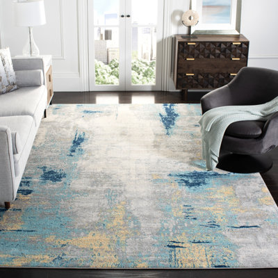 Zeke Abstract Grey/Blue Area Rug