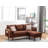 Mia 70" Brown Sectional Sofa Chaise With USB Charger & Pillows-266457000