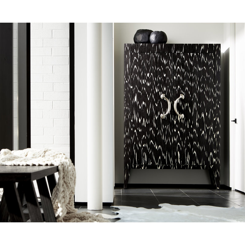 Black Engineered Wood Modern Armoire with Metal Hardware