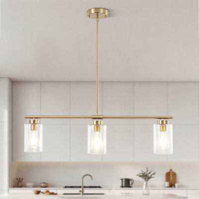 Luminaire suspendu linéaire à 3 lumières pour îlot de cuisine Kimbell