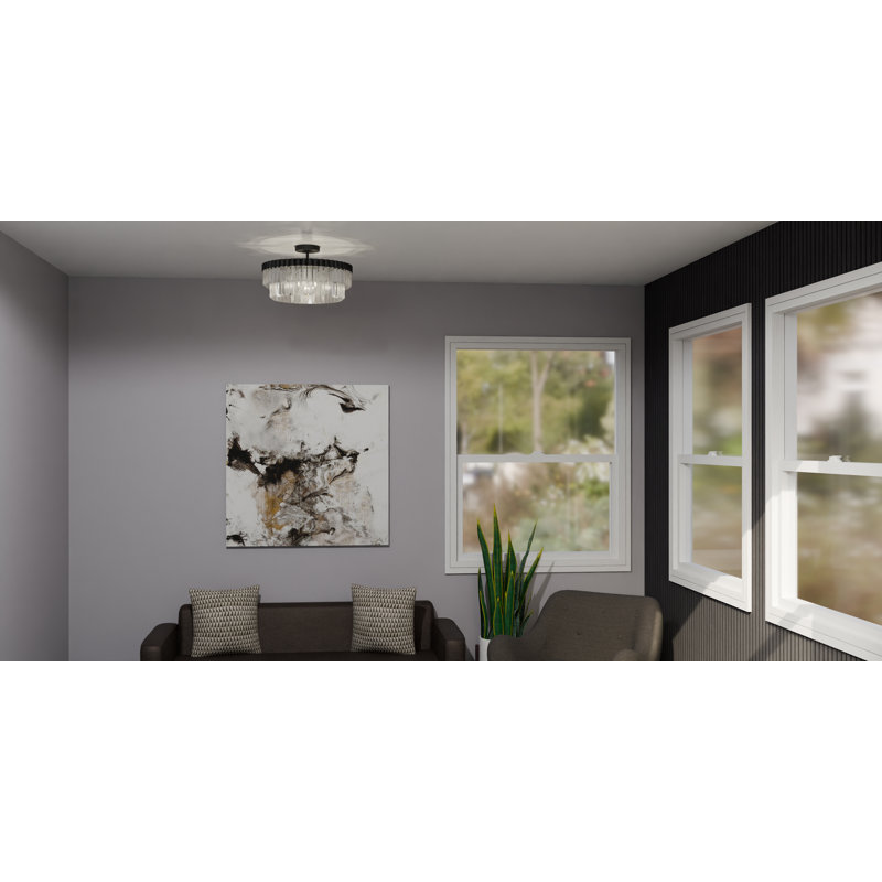 Plafonnier semi-encastré 4 lumières Starlight, Noir mat