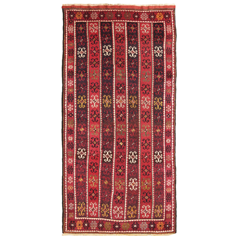 Wool Abstract Area Rug in Red