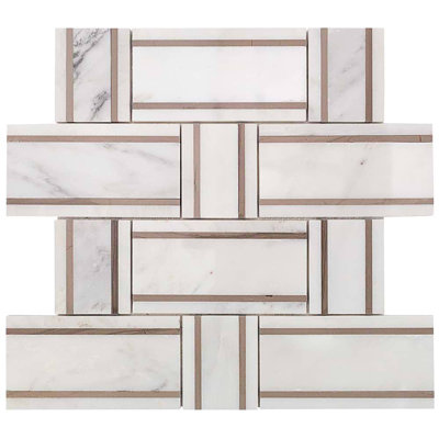 Esplanade 13x13 Basketweave Polished Marble Mosaic Tile