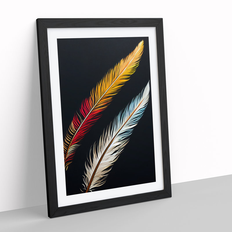 XV1022-3394X Pair Of Feathers - Print, Black Framed, 36cm H x 27cm W