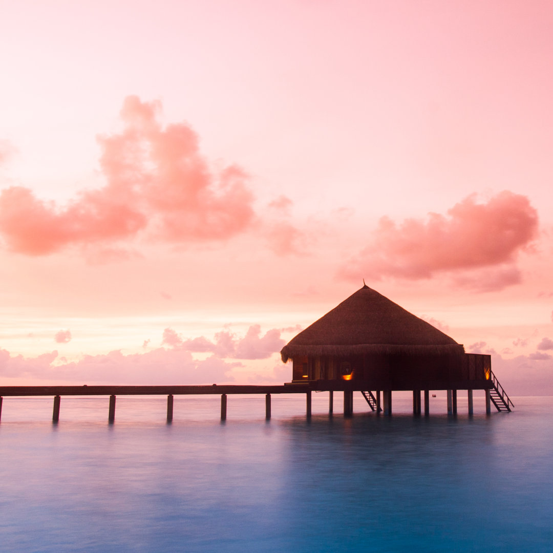 Sunset On Maldives Island - Wrapped Canvas Print