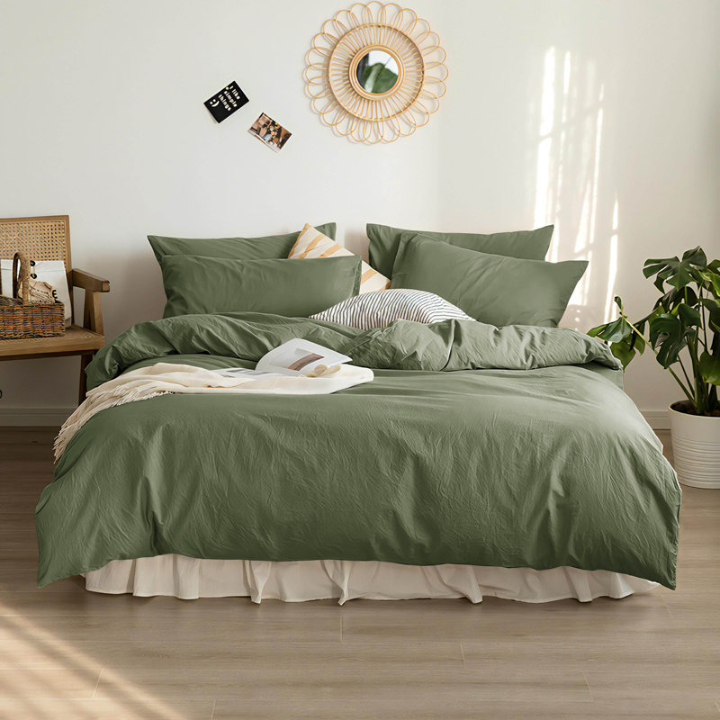 Ensemble de housse de couette, Housse de couette très grand et 2 taies, Sauge
