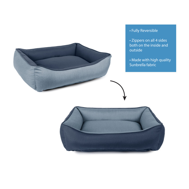 Lit pour animaux Sunbrella, Bleu, H 13 po x l 42 po x P 54 po