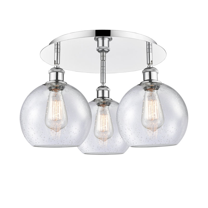 Ellington Glass Flush Mount, Seedy, Polished Chrome