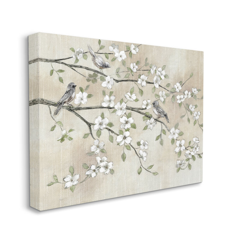 Branches de cerisier blanc traditionnel par Nan - Peinture, Toile tendue, H 16 po x l 20 po x P 1,5 po