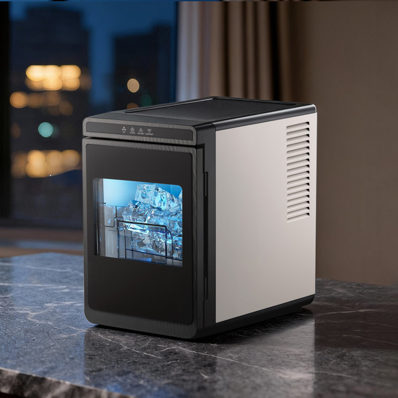 Countertop Ice Maker, 22 lbs per Day, Self-Cleaning Portable Machine with Tong, Drawer-Style Ice Access, Ice-Making Machine with Large Square Cubes, for Home, Kitchen, Office, Bar & Party