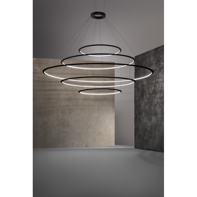 Circular 5 - Light LED Chandelier, Black, 3000K, Black