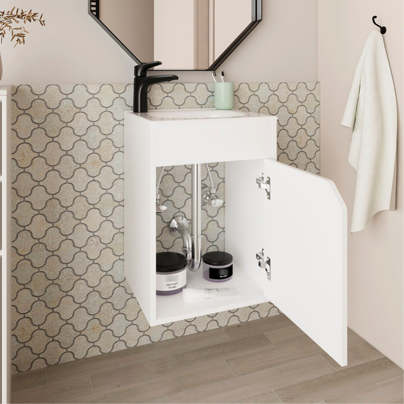 Meuble-lavabo flottant blanc Waconia, Blanc