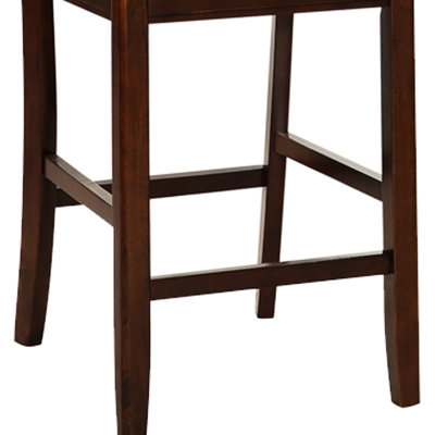 Brown Counter Height Dining Chairs, Solid Wood Frame, Modern Style, Cushioned Seat Two Upholstered Cushion With Foam, Base And Unique Back
