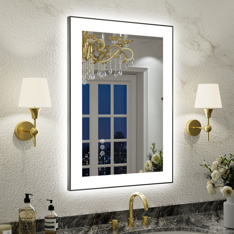 UL Certified Front & Back LED Bathroom Vanity Mirror – Anti-Fog, Tempered Glass, Black Aluminum Frame, 36"H x 32"W