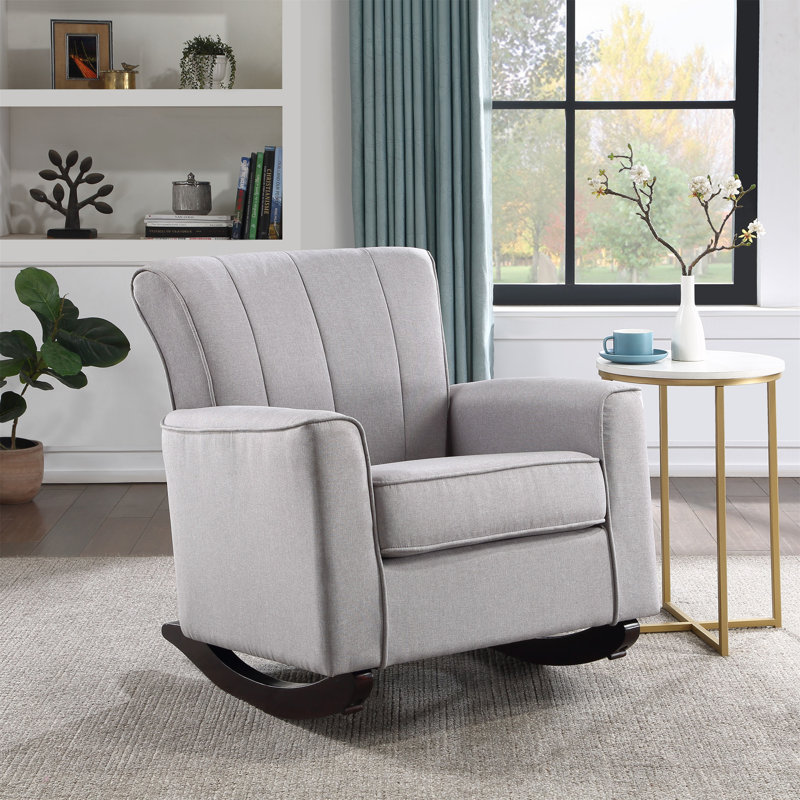 Chaise berçante en lin Denzell gris clair