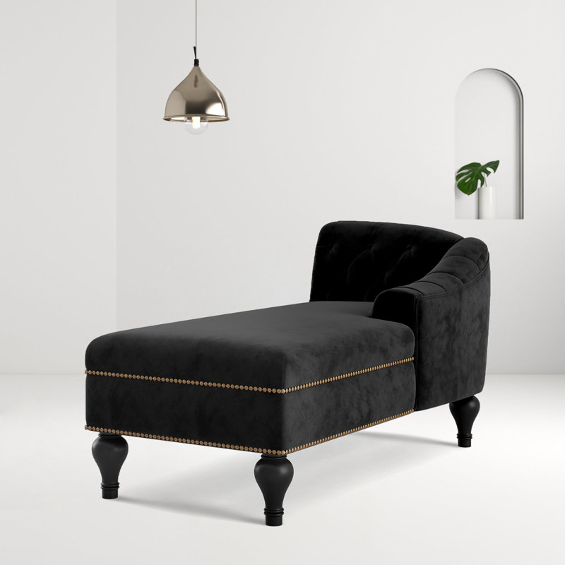 Upholstered Chaise Lounge, Black 100% Polyester