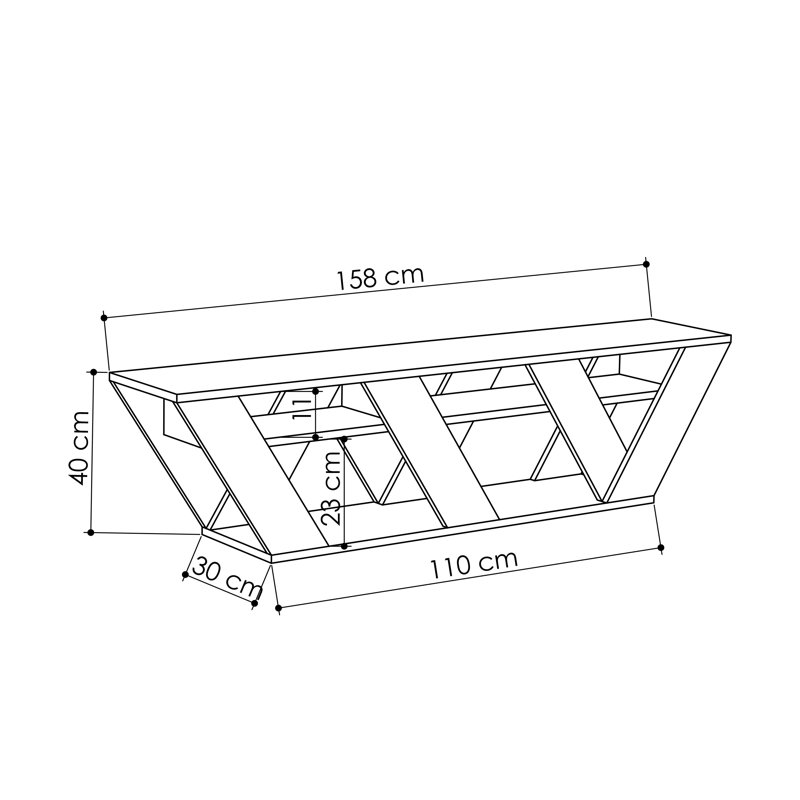 Kirstin TV Stand for TVs up to 48" | Modern Entertainment Unit with V-Shaped Legs, Anthracite, 40cm H x 158cm W x 30cm D 