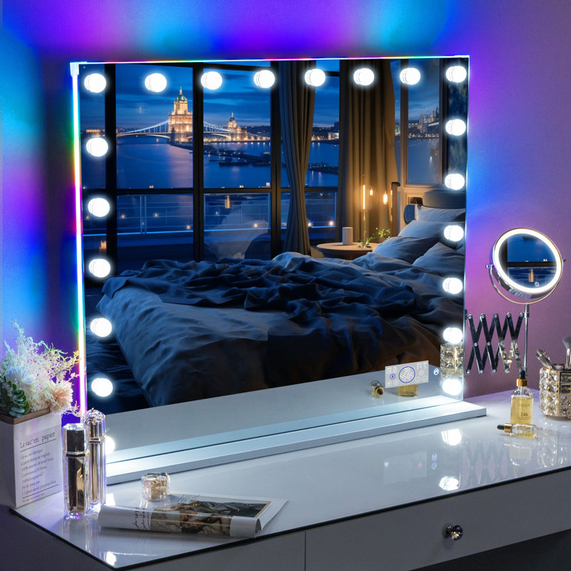 Metal Rectangle Mirror, 31.49" H x 39.37" W x 5.9" D