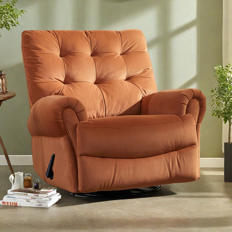 Ergonomic Living Room Rotation Function Recliner, Caramel