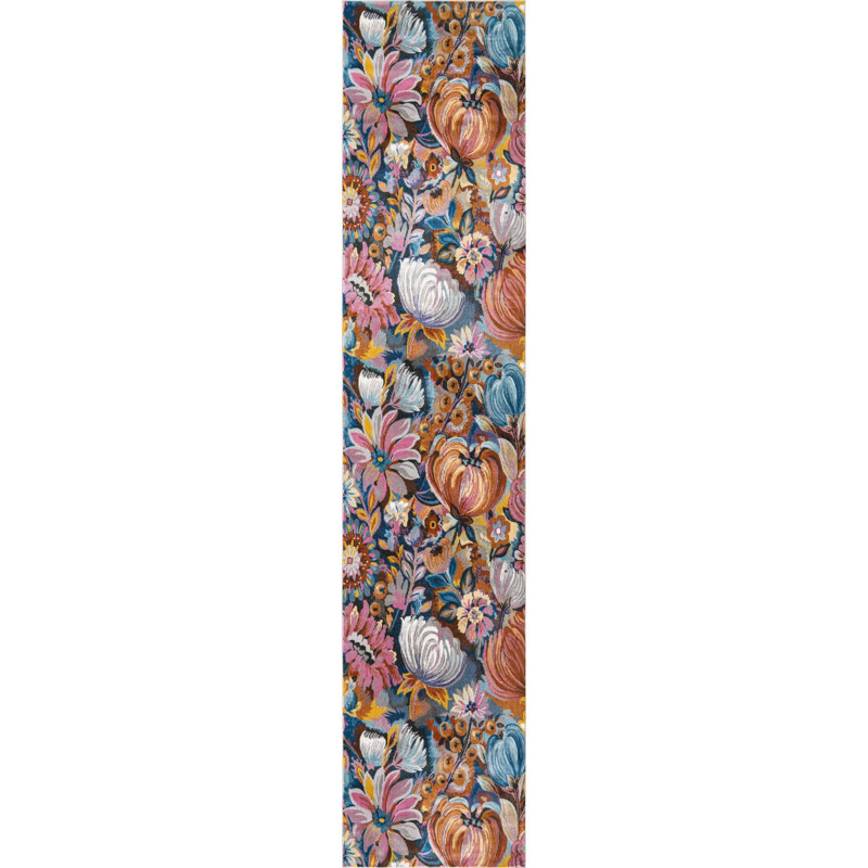 Tapis champêtre et floral multicolore, Tapis de couloir 2 pi 7 po x 12 pi