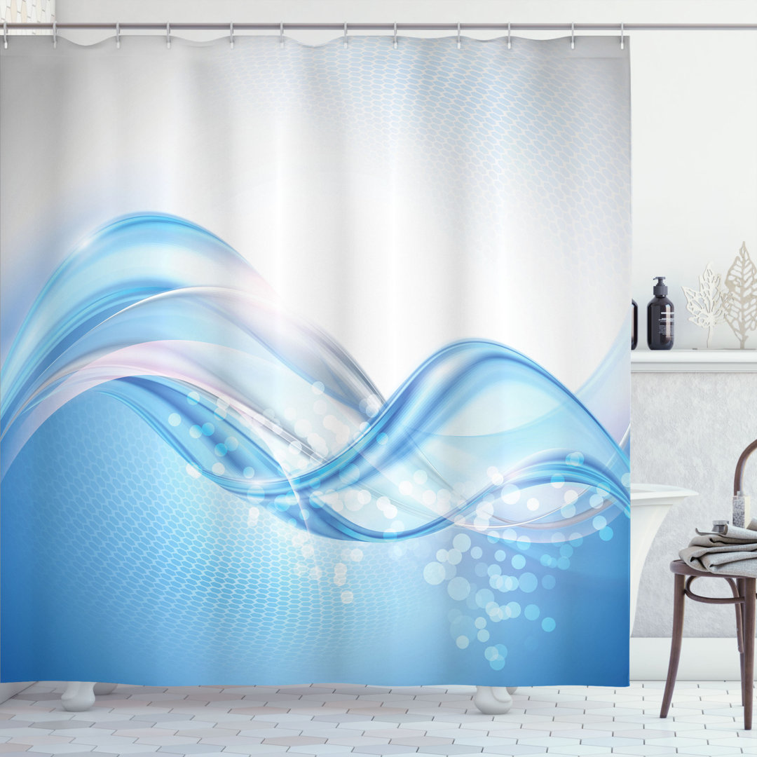 Akiva Modern Wavy Surfer Single Shower Curtain Ebern Designs 