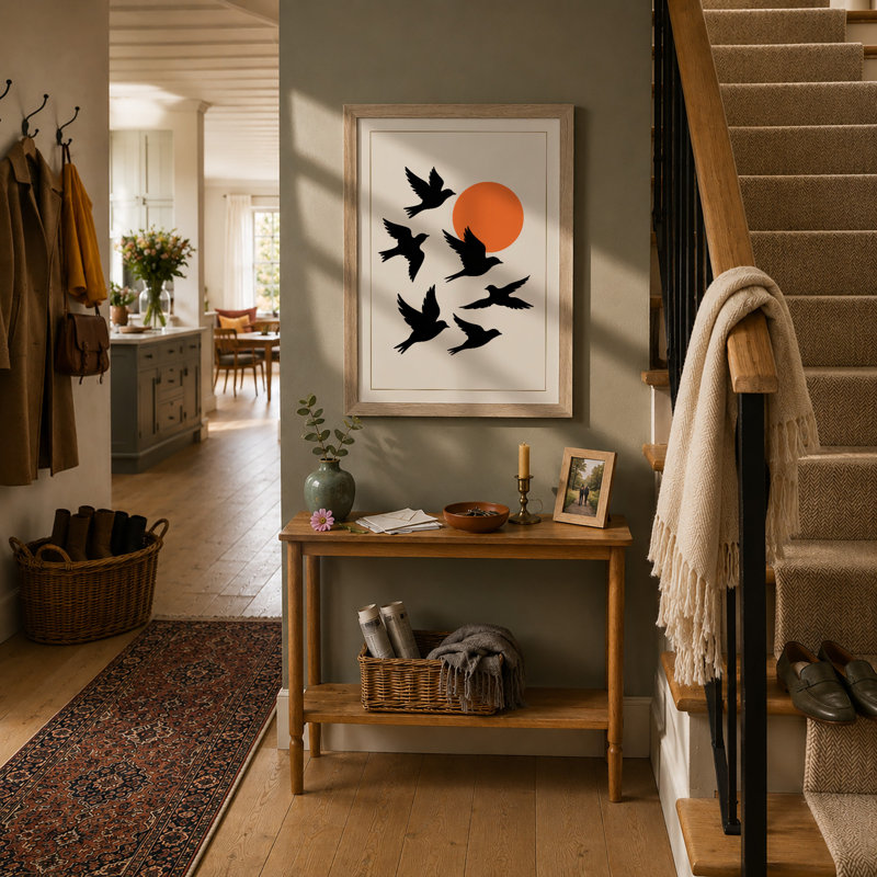 Birds Toward The Sun Minimalist - Print, A1 - 84.1 x 59.4 cm, Oak