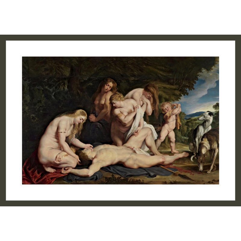 La mort d'Adonis (avec Vénus Cupidon et les trois grâces) par Peter Paul Rubens, impression giclée encadrée