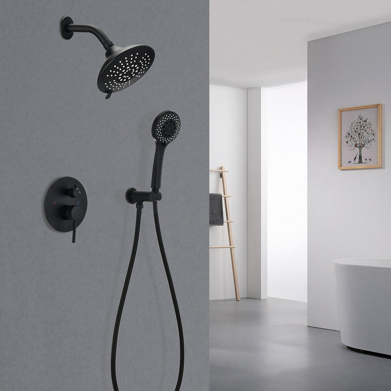 Ensemble de robinet de douche mural rond avec système de douche à pluie