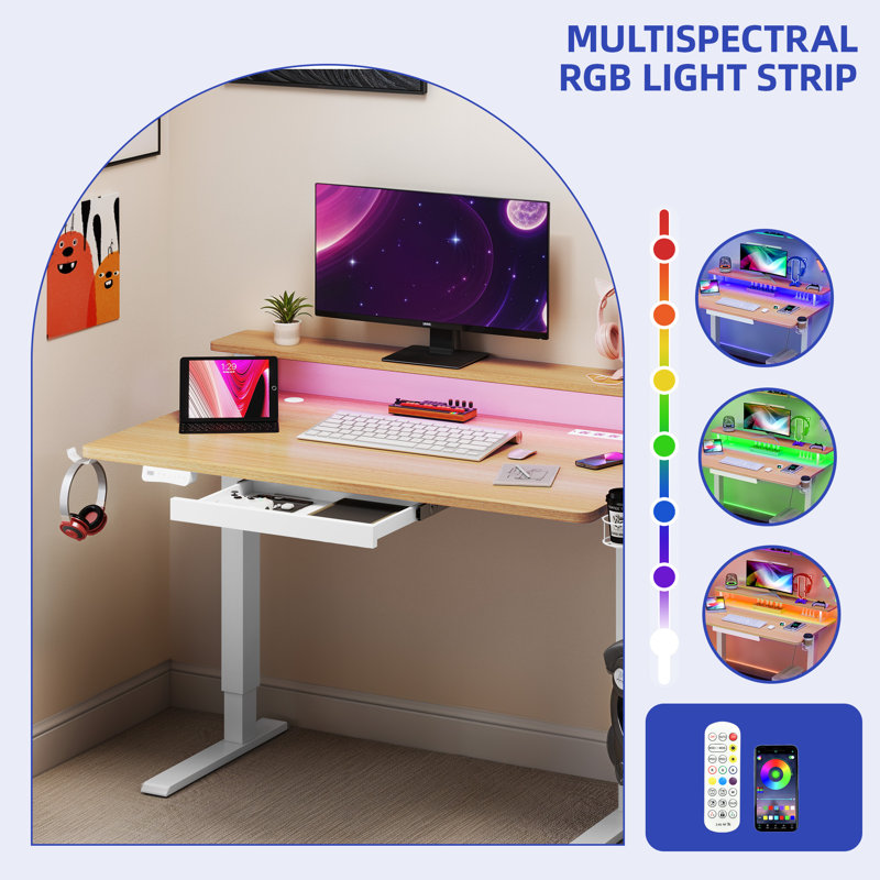 Electric Adjustable Standing Desk, Tan