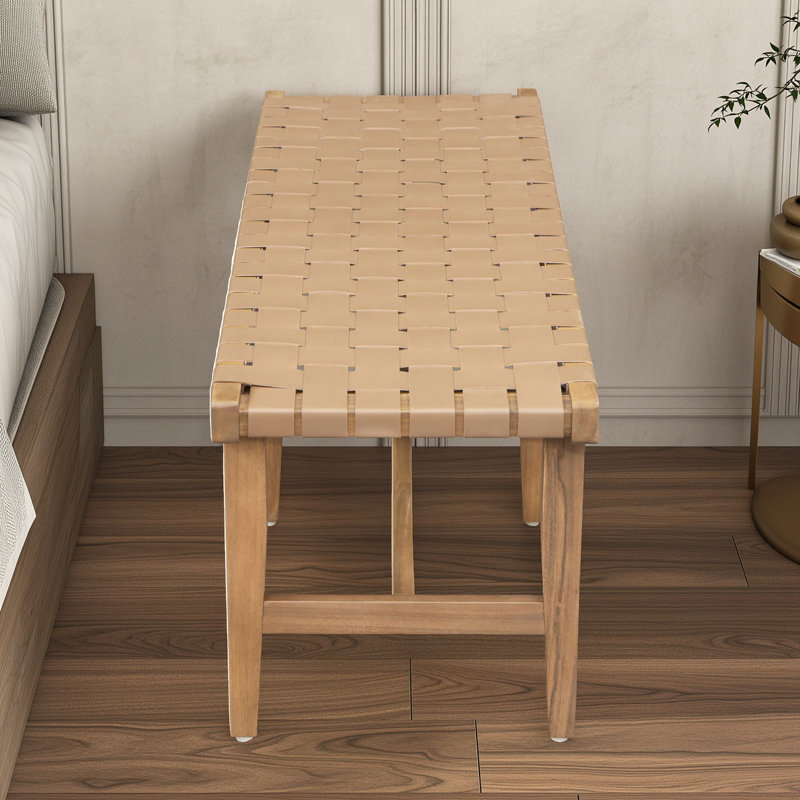 Banc de chambre en similicuir tressé
