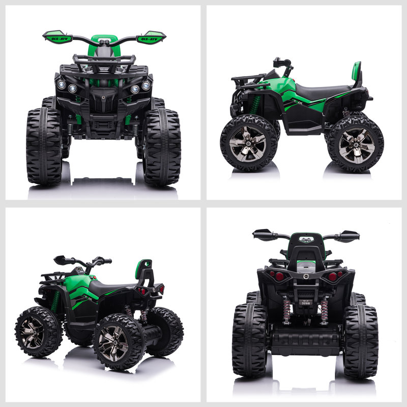 Green 12V Kids ATV Ride-On Quad with Music and Headlights