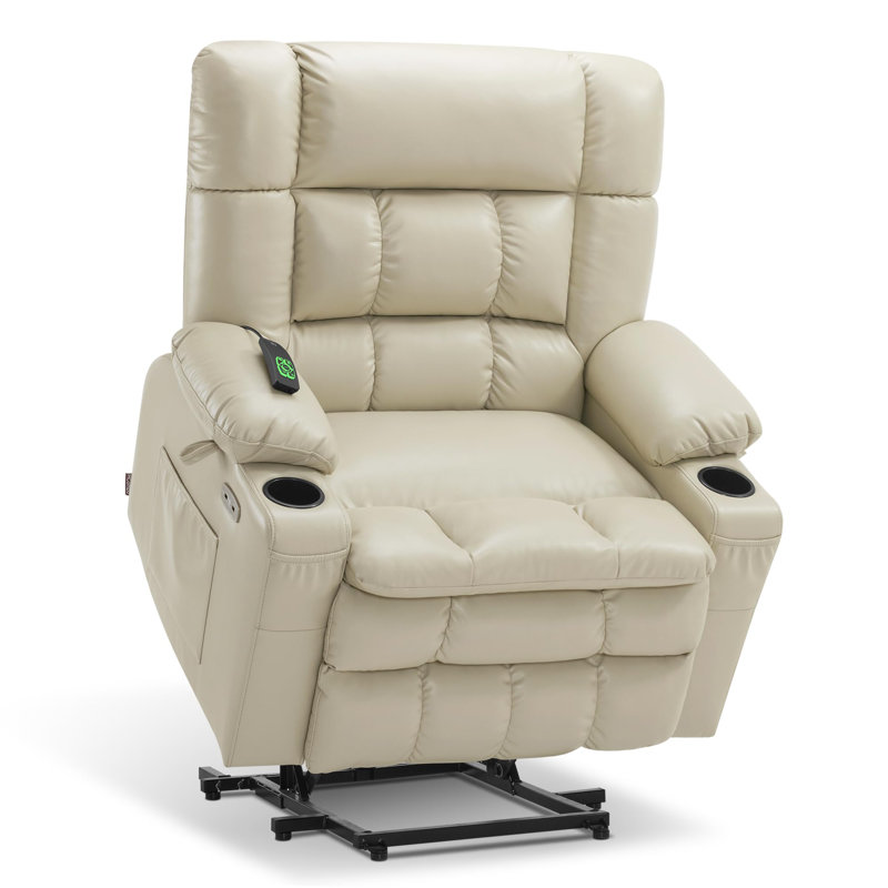 27.2'' seat Width Dual Motor Power Recliner Lift Chair with Vibration Massage and Heat, Infinite Position, Faux Leather