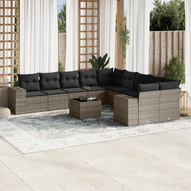 Vidaxl Garden Sofa Set Grey, Dark Grey