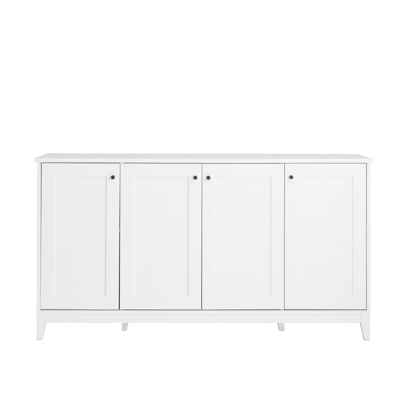 Gonroff 4 Panel Door Console Table Storage Cabinet with Doors and Shelves, Sideboard Storage Cabinet, White
